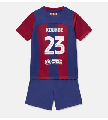 Barcelona Jules Kounde #23 Hemmakläder Barn 2023-24 Kortärmad (+ Korta byxor)